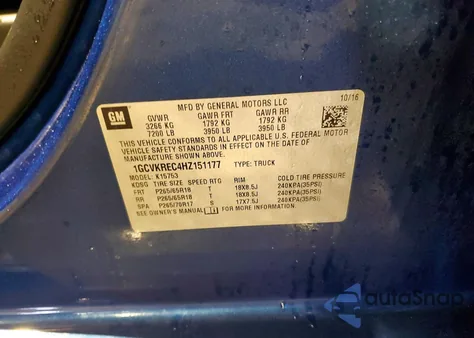 2017 Chevrolet Silverado K1500 Lt z USA, uszkodzony, nr VIN 1GCVKREC4HZ151177